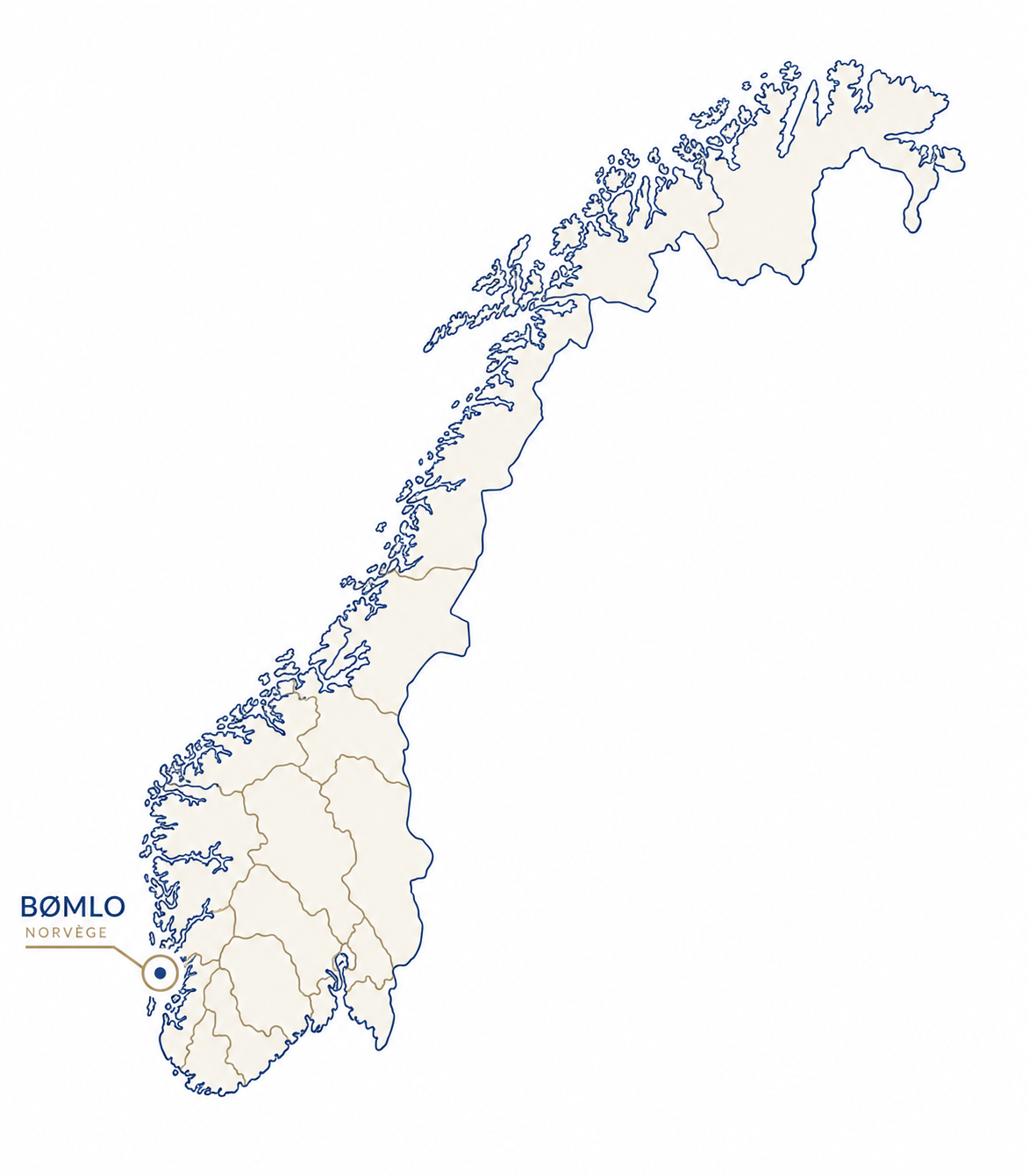 Localisation de Bømlo sur la côte sud-ouest de la Norvège